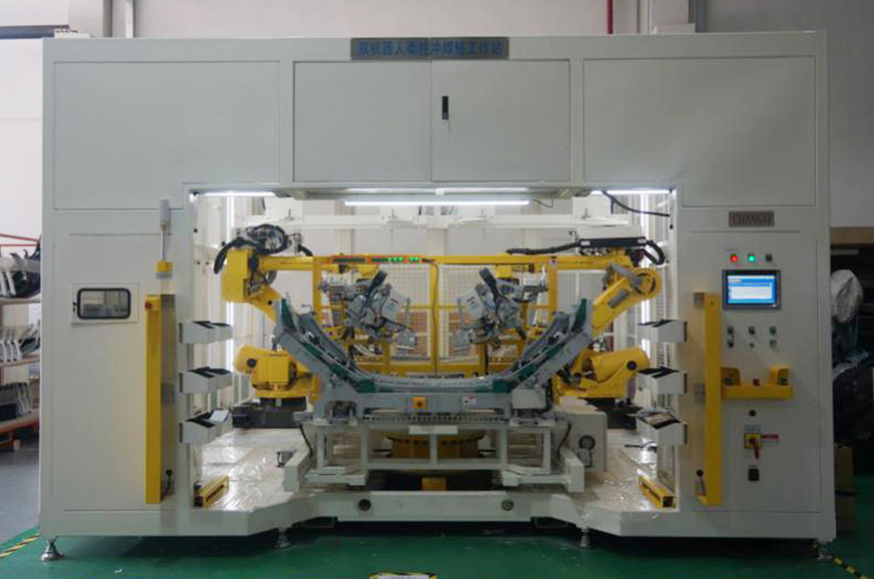 雙工位柔性沖焊粘工作站